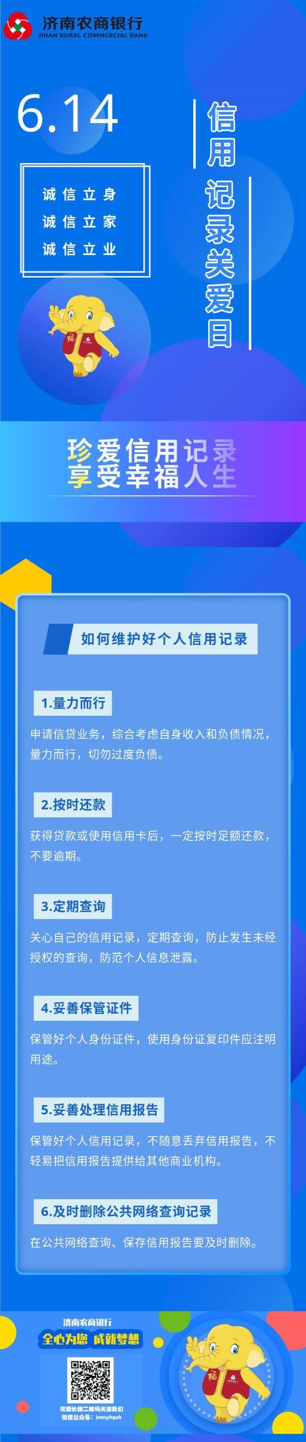 济南农商银行温馨提示：珍爱信用记录 ，享受幸福人生！